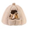 Cat House Removable Washable Cushion Hooded Pet Cave House Tent Bed for Indoor Light Coffee