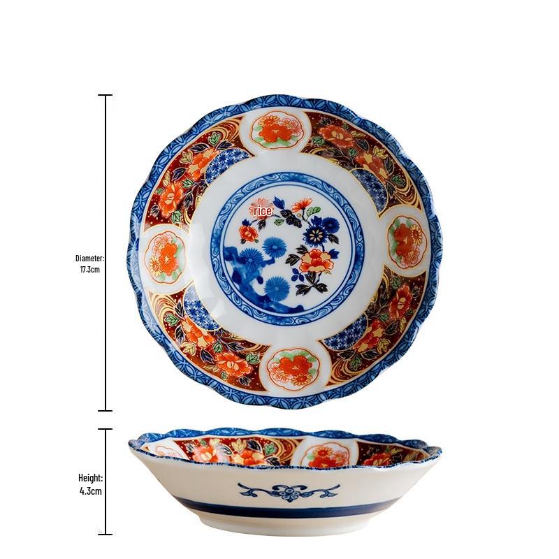 

Arikayo Nishiki Koimari 17.3cm Chrysanthemum Shallow Bowl