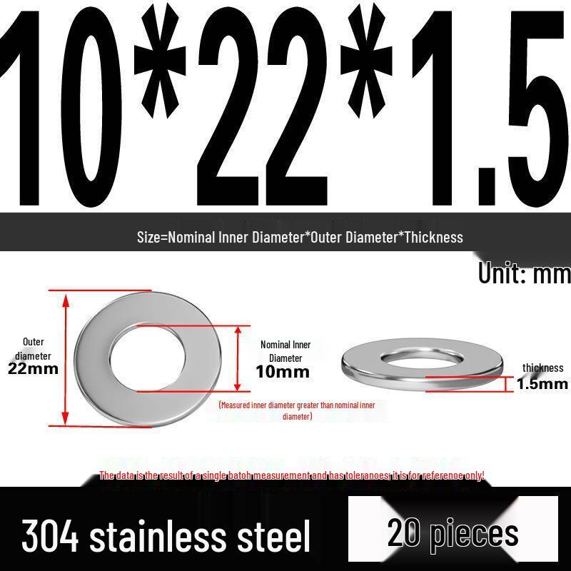 Thickened 304 Stainless Steel Flat Washer Spacer (M2-M36)