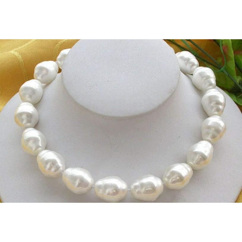 Necklaces Pendants, Huge AAA++ Large Fashion 20Mm South Sea White Baroque Shell Pearl Necklace 20"