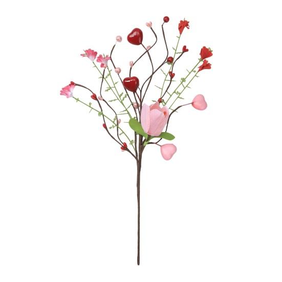 Valentines Day Decorations Red Heart Berries Picks Artificial Valentines Day Floral Cuttings for Home Office Wedding Anniversary Party Decor Romantic