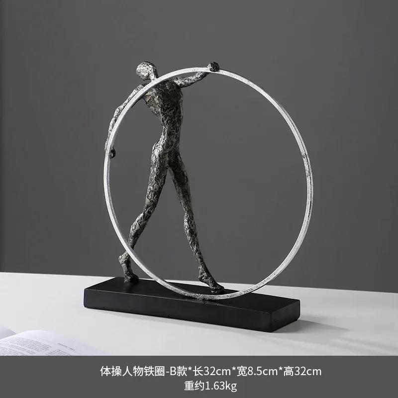 Gymnastik Tanz Figuren Skulptur Schreibtisch Dekoration Handwerk Eisen Kreis Gymnastik Abstrakte Figuren Statue Raum Ästhetische Dekoration