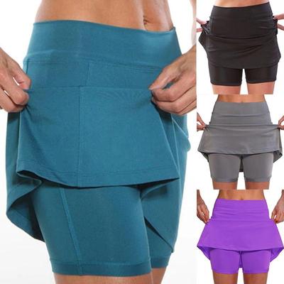 5 Farben Workout Rock Shorts Einfarbig Damenmode Laufrock mit Taschen Tennis