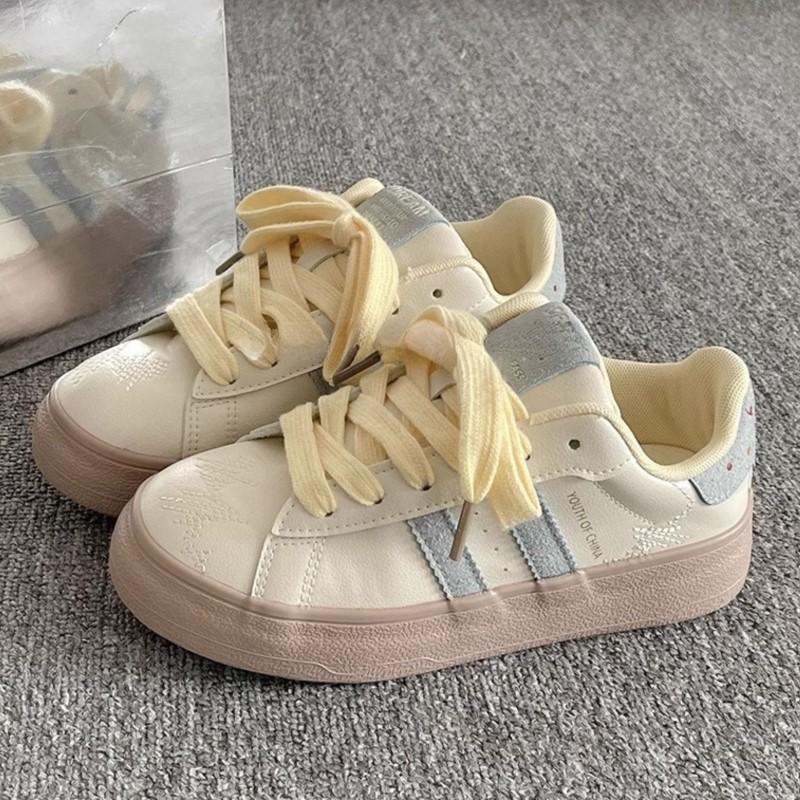 Mode 2025 Neue Sommer K-Style Chunky Sneakers Damen Weiß Plateau Campus Schuhe Vielseitige Frühling Casual Mode Plateau Sneakers