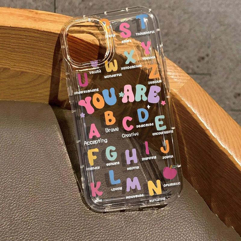 Colorful Slogan Print Clear Phone Case For iPhone 17 16 15 14 13 12 11 Pro Max Air 7 8 SE2 15 14 16 Plus Shockproof Soft Cover