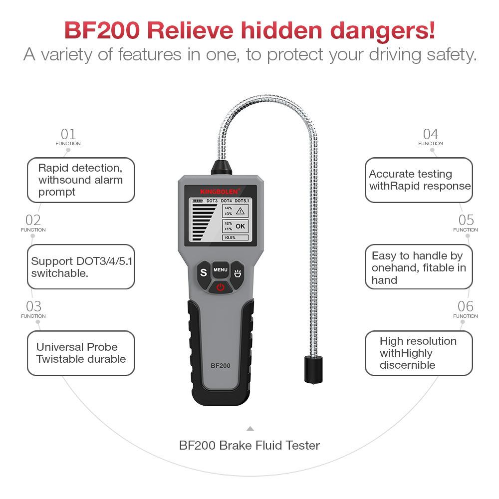 Auto Brake Fluid Tester Digital Car Brake Oil Tool BF100/BF200 DOT3 DOT4 DOT5.1 LED Indicator check Display Auto Oil tool