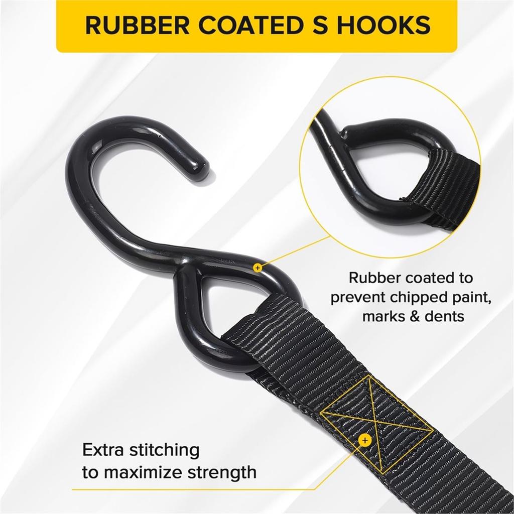 2Pcs Retractable Ratchet Tie Down Straps - 680kg Guaranteed Max Break Strength,Use for Boat, Securing Cargo