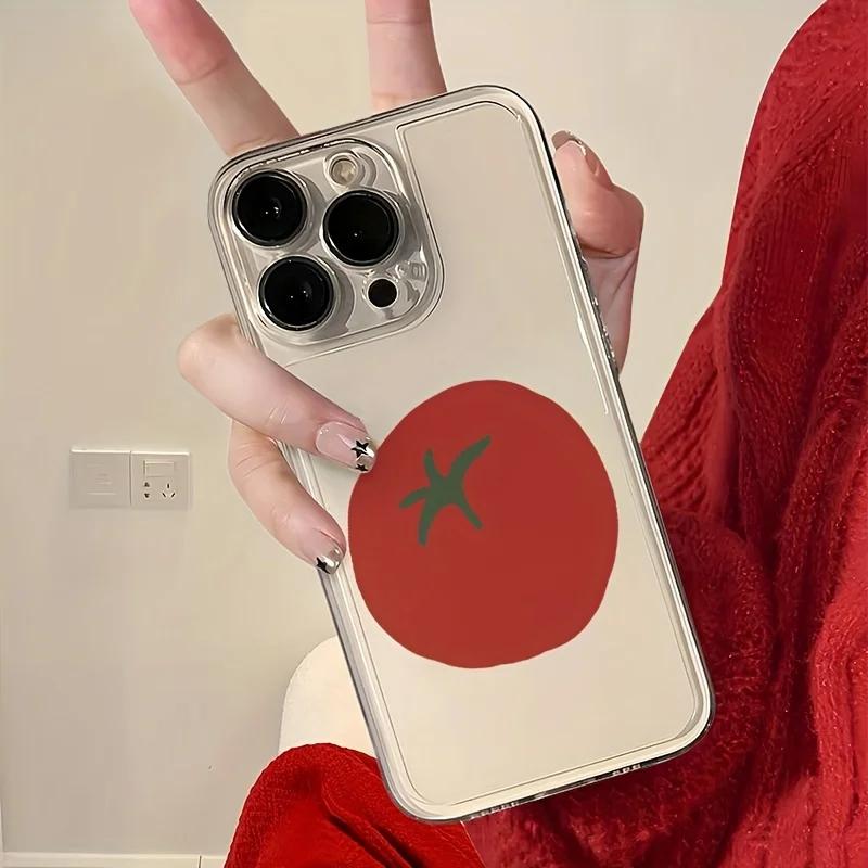 Tomato Transparent Phone Case For iPhone 16 Case iPhone 16 Pro Max 11 12 13 16 15 Pro X XR XS Max 7 8 Plus SE Shockproof Cover