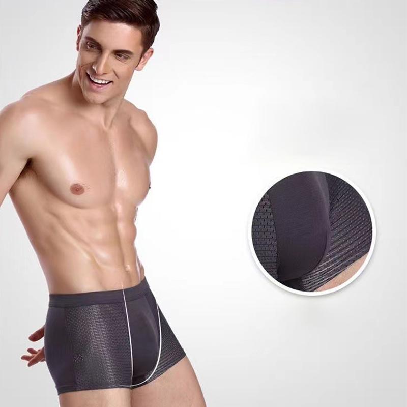 Men's Ice Silk Pants Mesh Breathable Comfortable Loose Thin Underwear Men's Plus Size Boxer Underwear