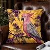 Double Sided Pink Cockatoo Pillow Cover Vintage Tropical Floral Print Cushion Case For Sofa Living Room Boho Nature Home Decor