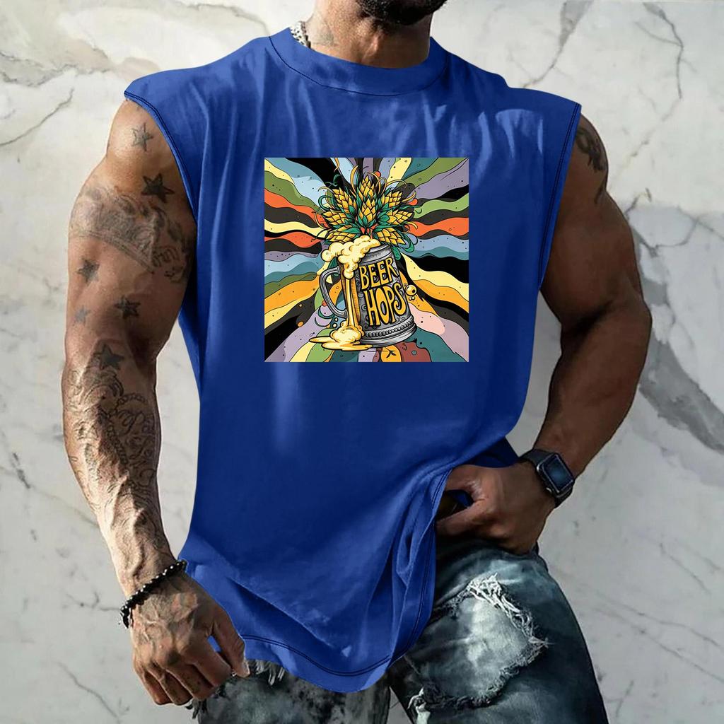 Men Sleeveless Tank Top Loose Fit Casual Streetwear Summer Beach Holiday Daily Wear Printed Graphic Muscle Shirt