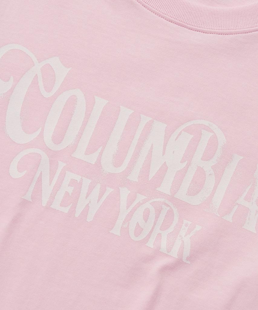 COLUMBIA UNIVERSITY Uni Women Curved Slim-Fit S/S T-Shirts_Light Pink