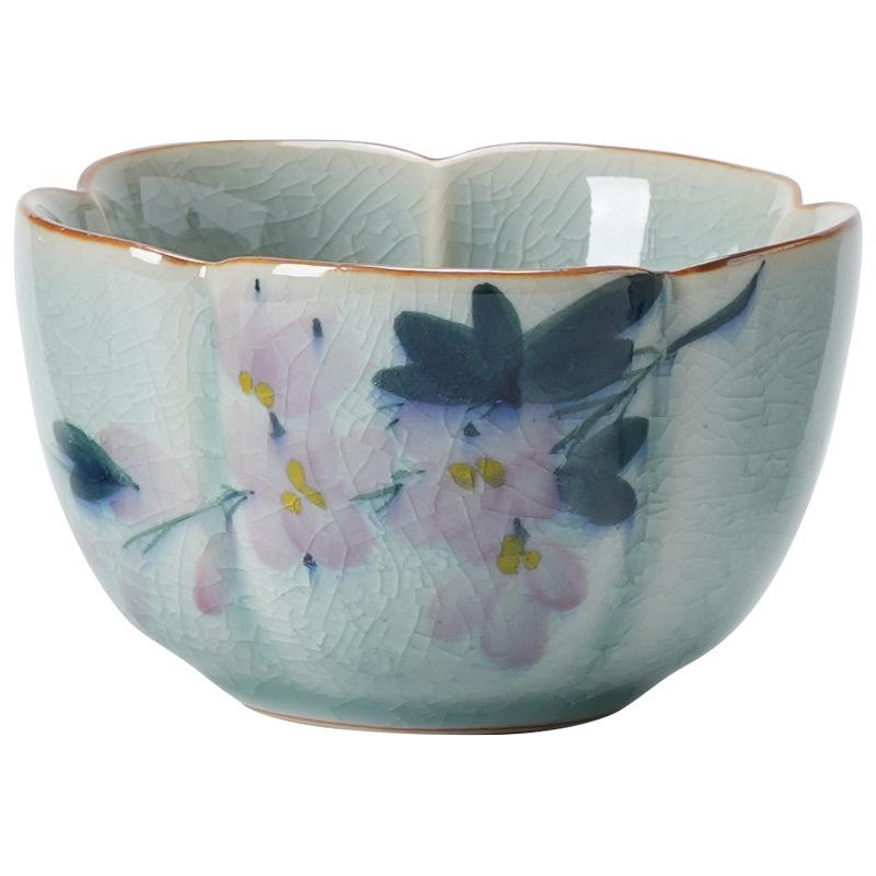 Flower Hand Painted Magnolia Tea Cup Porcelain Kung Fu Tea Set Household Tea Brewing Petal Cups