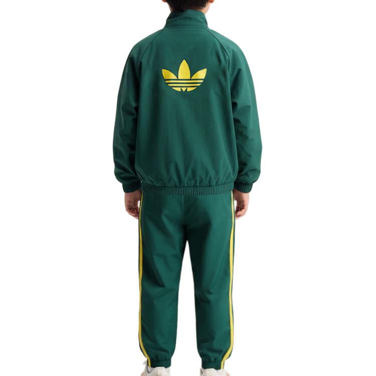 Adidas Originals Casual Sports Suit Striped Stand Collar Zipper Long Sleeve Tie Pants Kids suit KW1293
