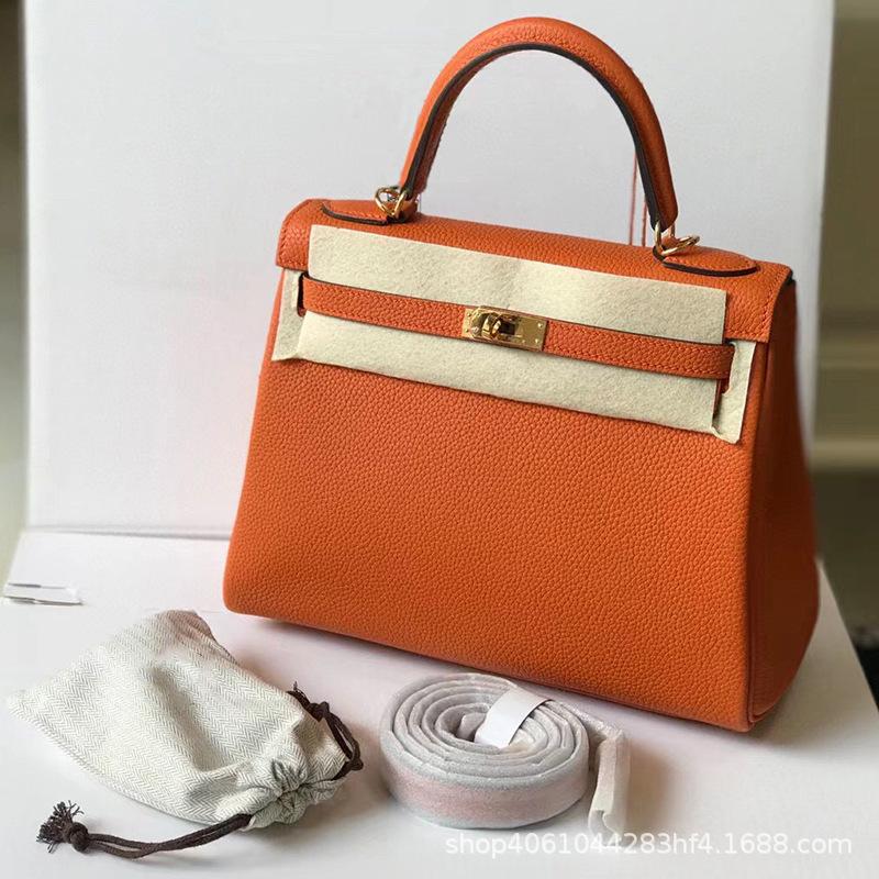 Haute couture leather KL bag 25/28cm lychee Togo top layer cowhide one-shoulder crossbody handbag for women