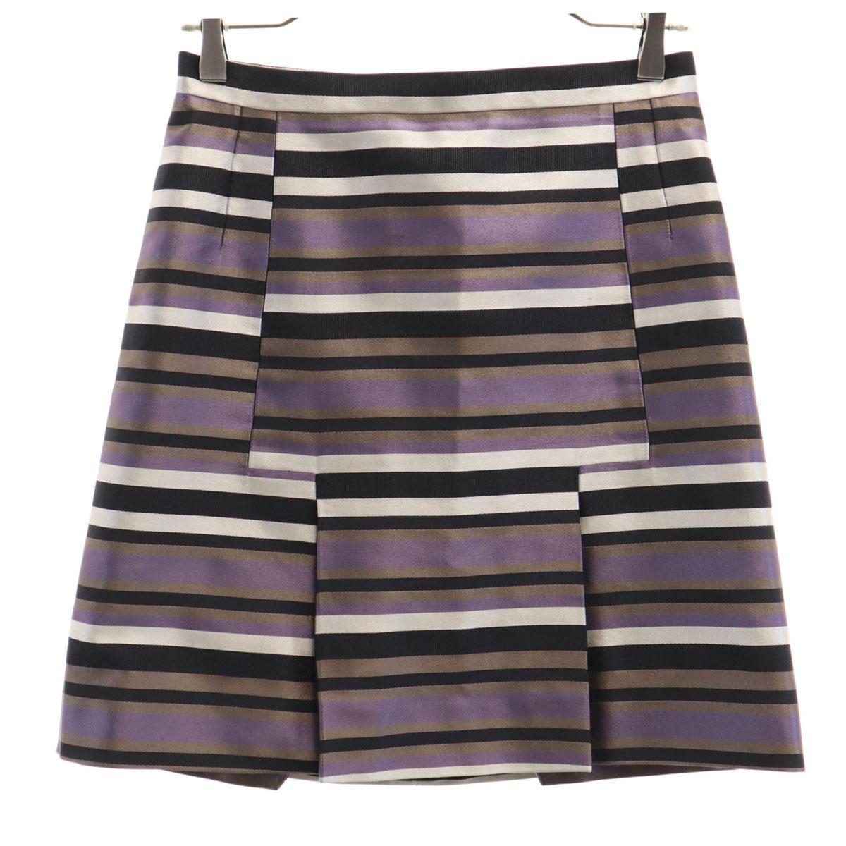 

LOUIS VUITTON French silk blend Border Pattern Midi length Tight Skirt 36 Women Used