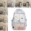 Capacity Large Backpack With Grid And Cartoon Dog Cat Print Design Daily For