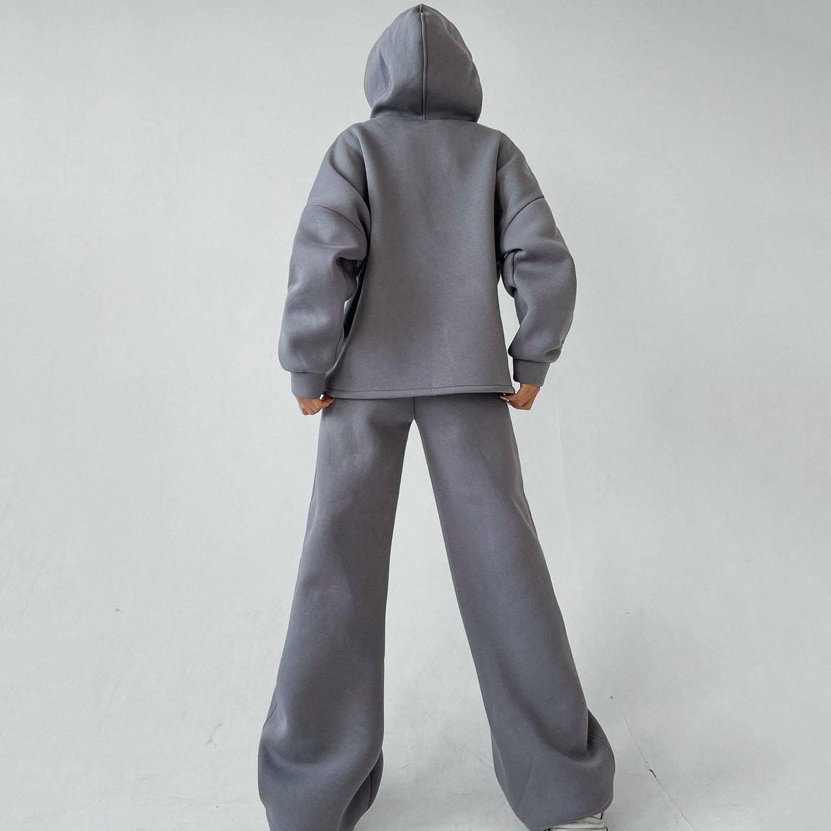 

Женский повседневный комплект худи и брюк с широкими штанинами, 8 вариантов цвета XL светло-серый