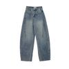 Womens High Waist Wide Leg Denim Pants In Vintage Blue Loose Fit Straight Cut Jeans Winter