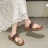 Fashion trend retro non-slip thick-soled one-word slippers women's summer wear 2025 new models with skirts French sandals