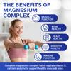 Magnesium complex supplement, containing a blend of magnesium glycinate and magnesium malate, vegetarian capsules.