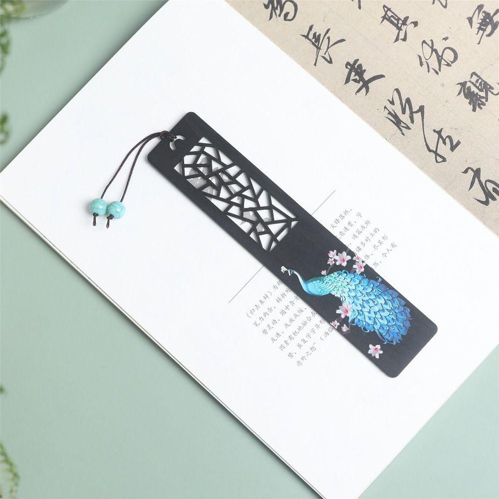 School Office Supplies Chinese Style Ebony Retro Carving Book Clip Pagination Mark Bookmark Wooden