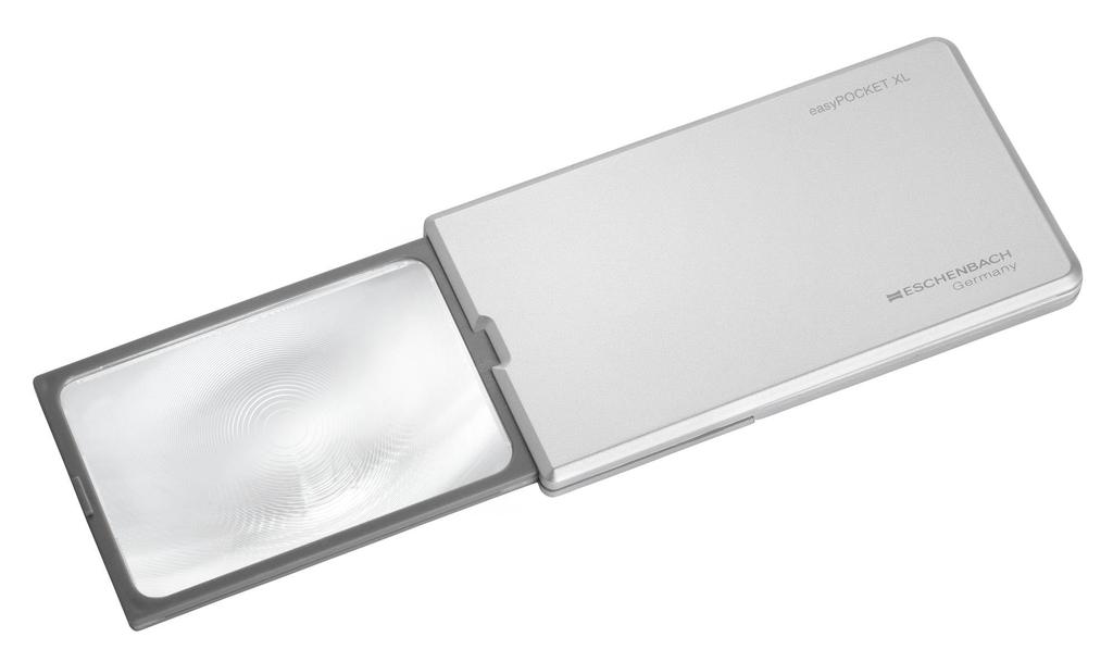 Eschenbach Card-type Magnifying Glass with LED Light, Easy Pocket XL Silver, 2.5x Magnification, 1522-11