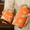 Flower Pattern Empty Tea Tin Can Household Green Black Tea Sealed Jar Portable Home Small Tea Packaging Box Tinplate Storage Can
