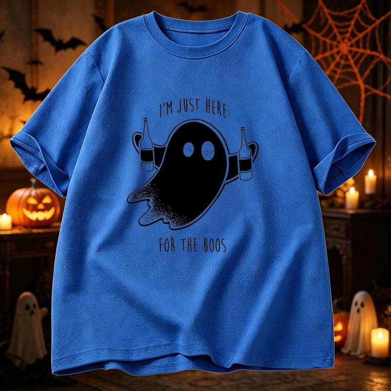 Funny T Shirt Clothing I'm Just Here for The Boos T-shirt Halloween Party Tee Shirts Spooky Season Tee Tops Gifts