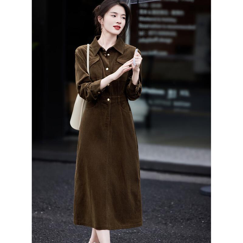 

Demana Осіннє Ретро Вельветове Плісоване Плаття-Сорочка S