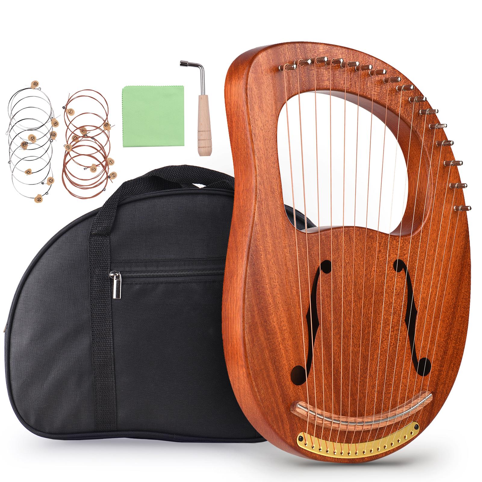 WH-16 C Tone16-String Wooden Lyre Harp Metal Strings Solid Wood String Instrument with Carry Bag
