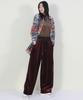 Deumakeu Velvet Side-Pleat Real Wide Pants Burgundy