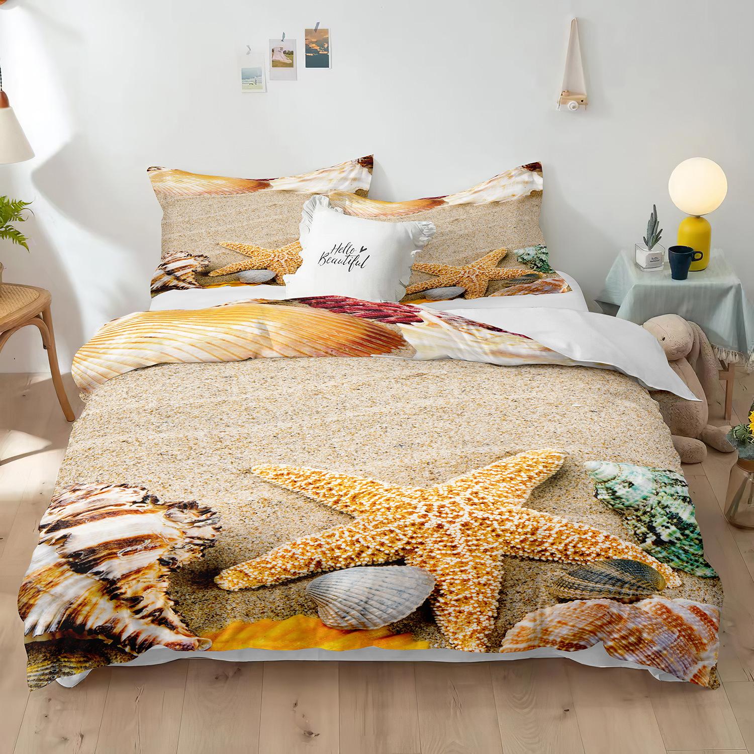 Пляжный комплект постельного белья из полиэстера с принтом в виде морских звезд — фото 17