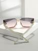 1 pair of casual large frame cut edge square diamond-encrusted ladies fashion sunglasses outdoor street pography glasses