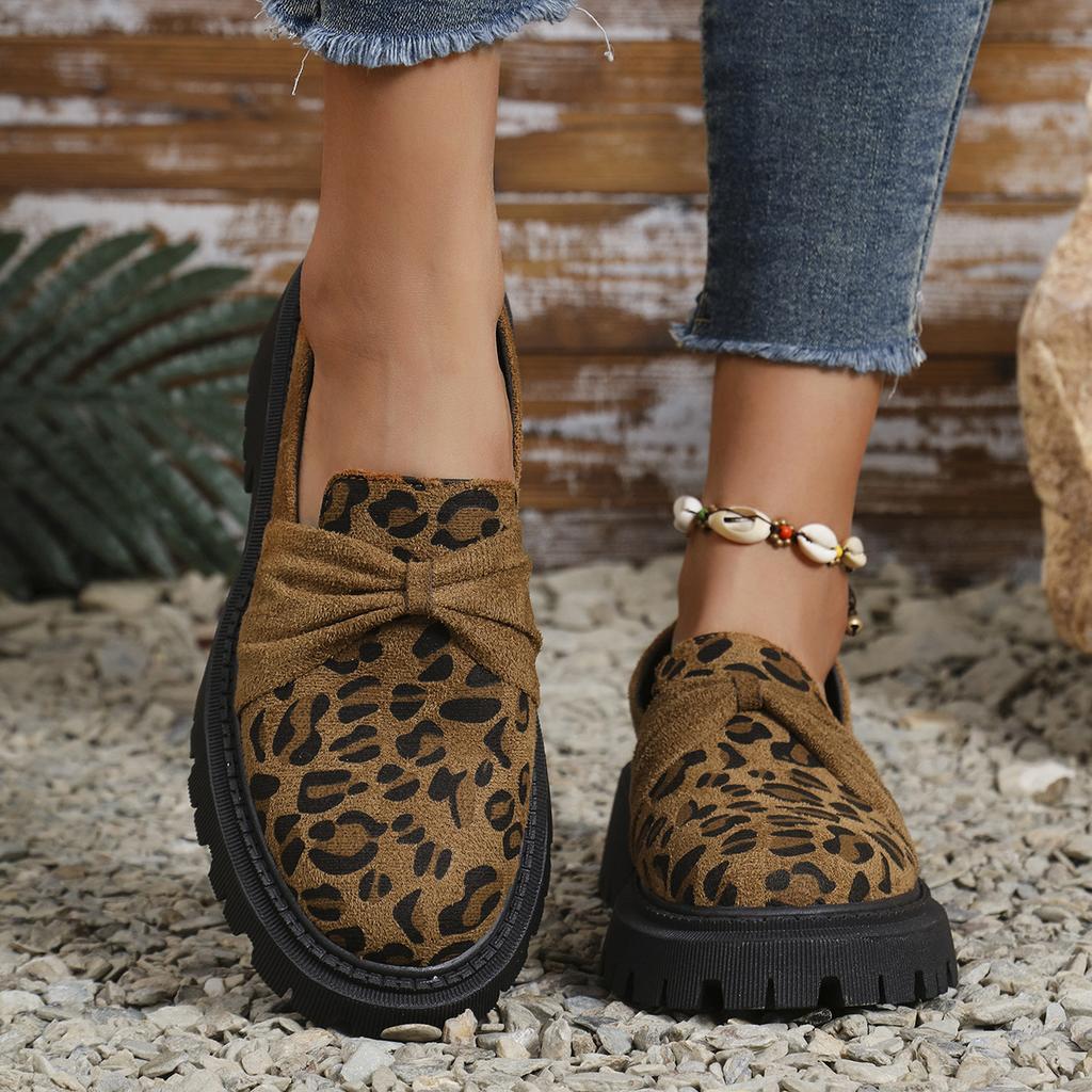 Fashion Plus Size 42 Women's Loafers Leopard British Style Thick Soled Shoes Office Women's Casual Designer Loafers Zapatos De Mujer