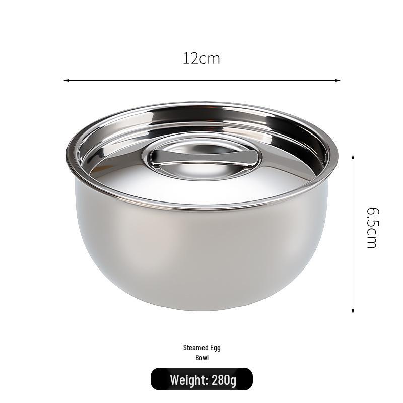 304 Stainless Steel Steamed Egg Bowl with Lid for Babies - Steamer, Stew Pot, and Soup Use