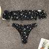 Floral Off Shoulder Bikini Dame Badedrakt Dame Badetøy Bikini sett Mid waist Badedrakt