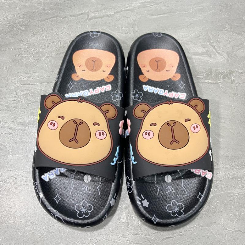 

Summer outer wear home indoor bathing non-slip deodorant cool slippers fashionable and casual one-word drag wear-resistant and comfortable 36-37 чёрный