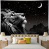 1pcs Cool Lion Tapestry, Space Stars Moon Tapestry, Exquisite Black Tapestry Wall Hanging for Bedroom Living Room Polyester
