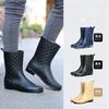 Women Rain Boots Fashion Non-Slip Women Boots Plaid Casual Rubber Shoes Comfor Wear-resistant Women's Waterproof Shoes
