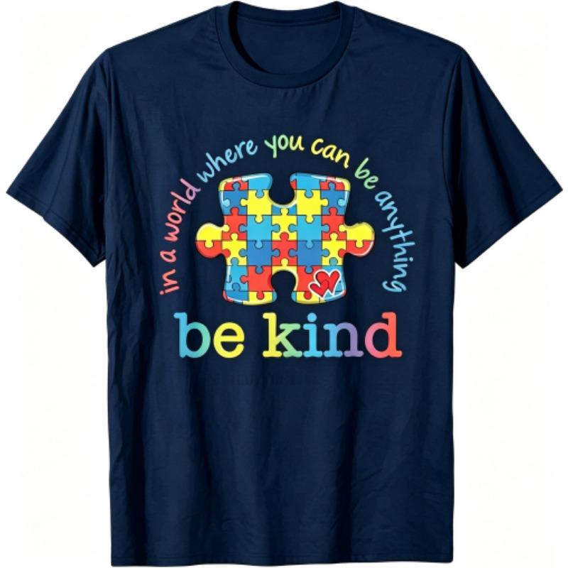 Be Kind Letters Print Men s T-Shirts Summer Fashion Street Outdoor Casual T-shirt Tops for Men s and Women s Tees Top XXS