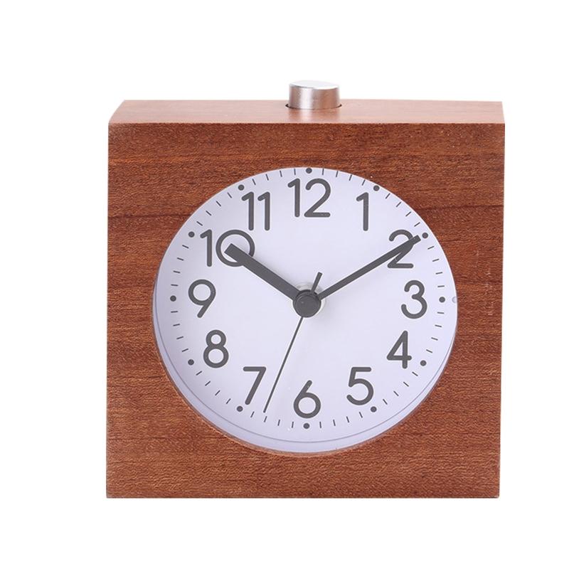 Simple Beech Wood Clock Night Light Timer Reminder Square Wooden Alarm Clock Home Decor for Classroom Office Library