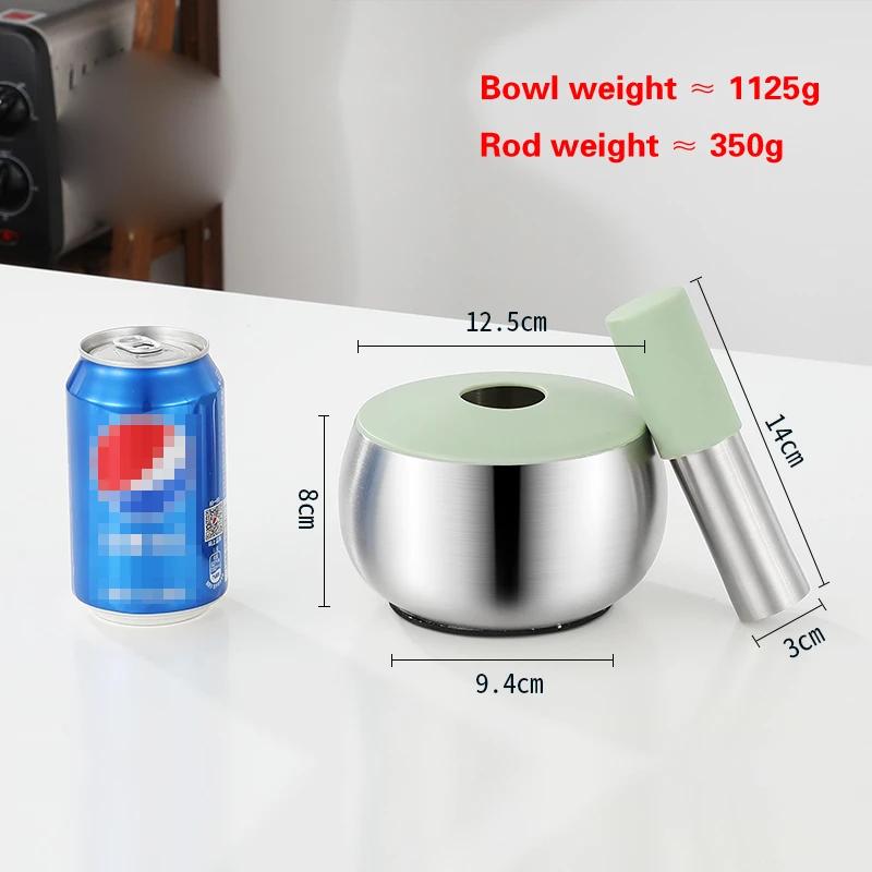 304 Stainless Steel Garlic Masher Stone Mortar Garlic Mortar Mashing Tank Household Tamping Medicine Ramming and Grinding
