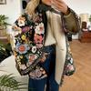 Women's Autumn Winter Warm Casual Coat Flared Sleeve Loose Fit Printed Thick Cotton Imitation Cashmere Comfortable New Fashion