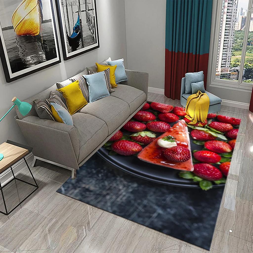 Strawberry Carpet Fresh Fruit Rug Kitchen Doormat Living Room Bedroom Floor Rug Bathroom Non-slip Foot Mat Entrance Hall Carpet
