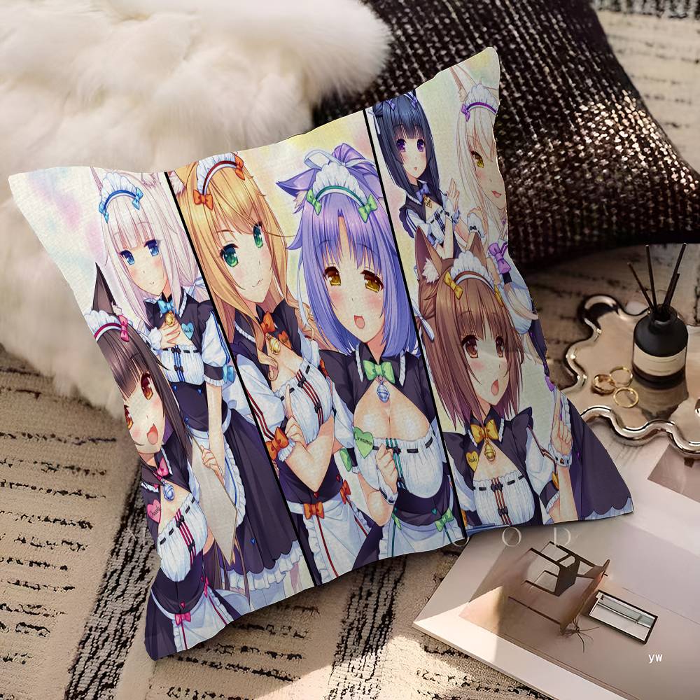 Cartoon Nekopara Classic Vintage Personalized Pillow Dust Cover Bedroom Kids Party Decoration Pillowcase Birthday Children Gift