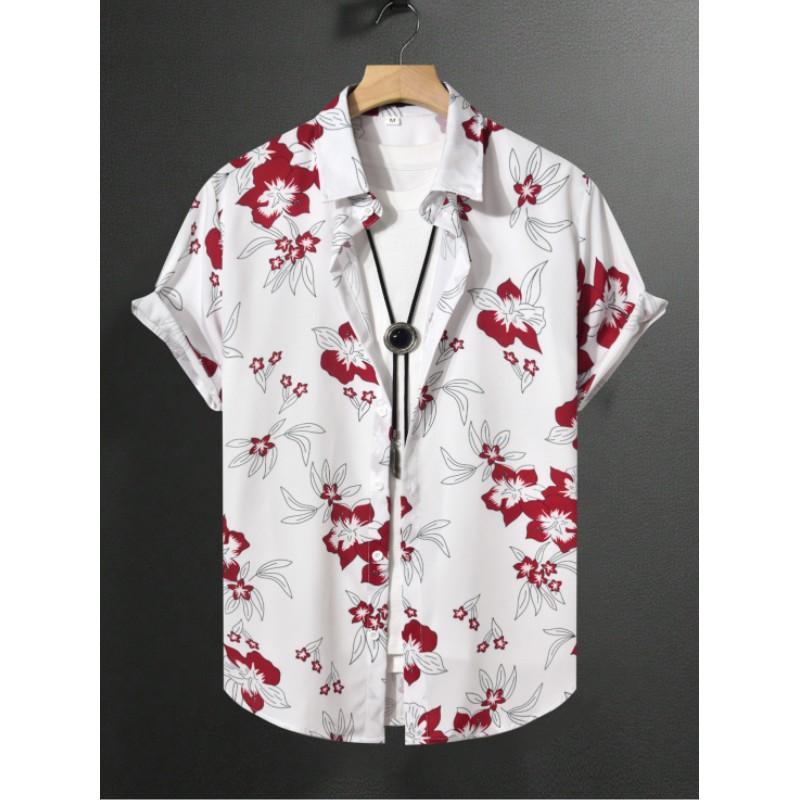 Men's Summer Lightweight Short-Sleeve Shirt Casual Vacation Print Shirt