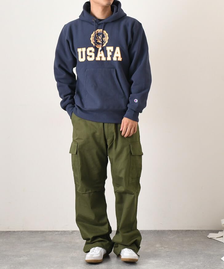 Parka Long Sleeve Brushed Lining Rubber Print Hooded Sweatshirt REVERSE Dark Navy [Champion] 11.5oz WEAVE(R) C3-A123 Men's