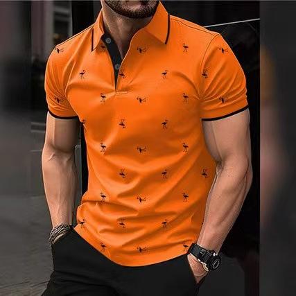 Sommer Europäische und Amerikanische Herrenmode Personalisierter Bedruckter Streetwear Kragen Kurzärmeliges Polo Top