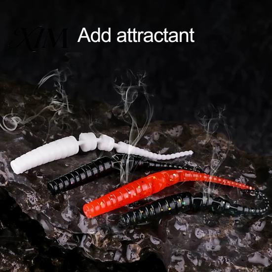 Bass Fishing Lures 50Pcs Bionic Worm Soft Bait, 40MM/0.37g 50MM/0.45g Artificial Lure with Needle Lightweight Baits Tail, Swim for Freshwater